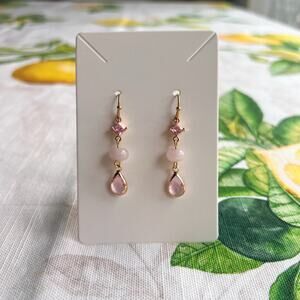 Rose Quartz Angel Baby Jade Pink Czech Glass Casual Cute Romantic Earrings